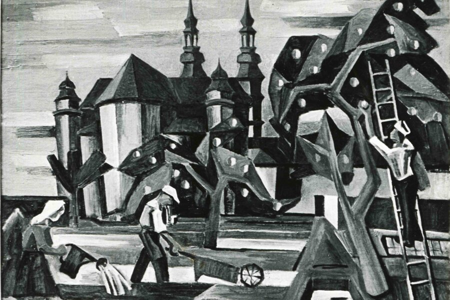 Josef Matička, V klášterní zahradě, 1953, olej